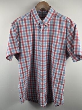 Mizzen Main Leeward Shirt Mens XL Multicolor Short Sleeve Button Down Check Slim
